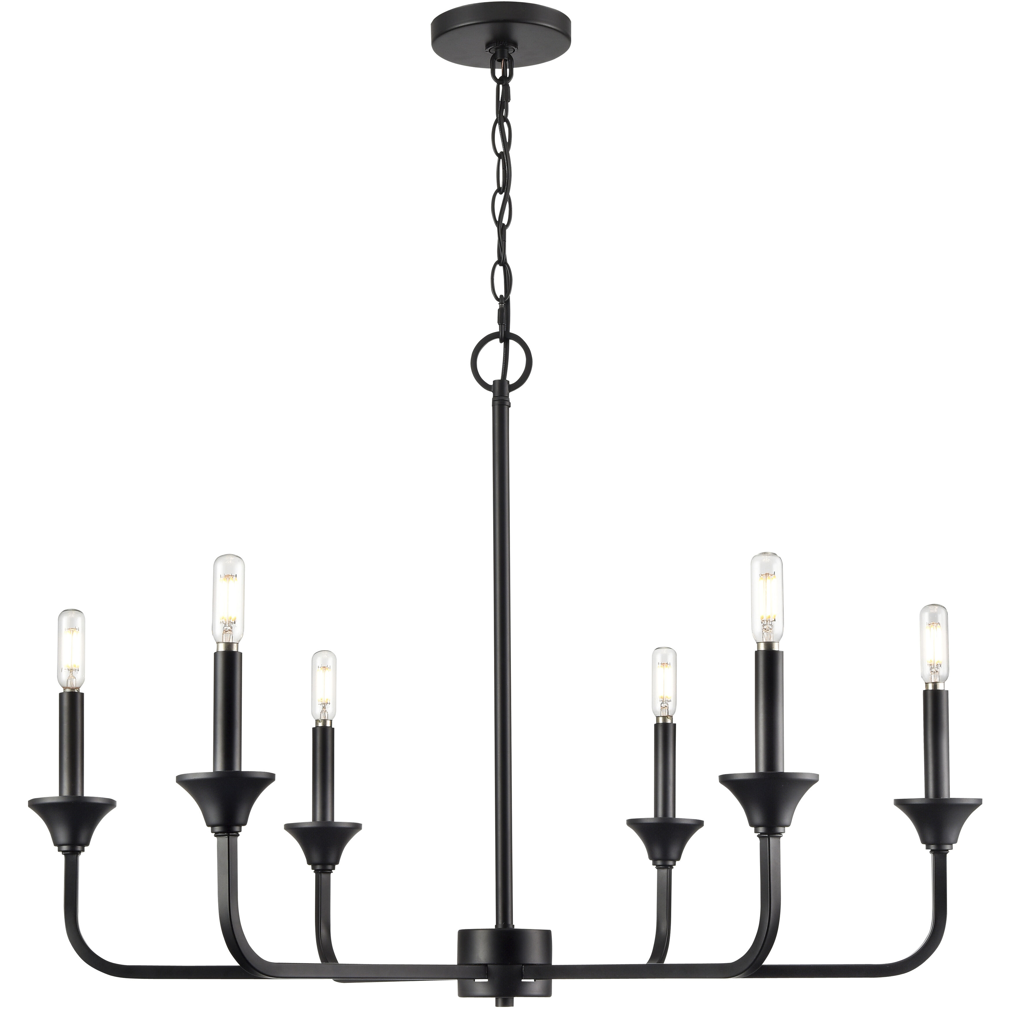 Herring 6 Light 32 inch Matte Black Chandelier Ceiling Light